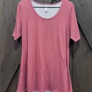 LuLaRoe Red Striped Short Sleeve Top